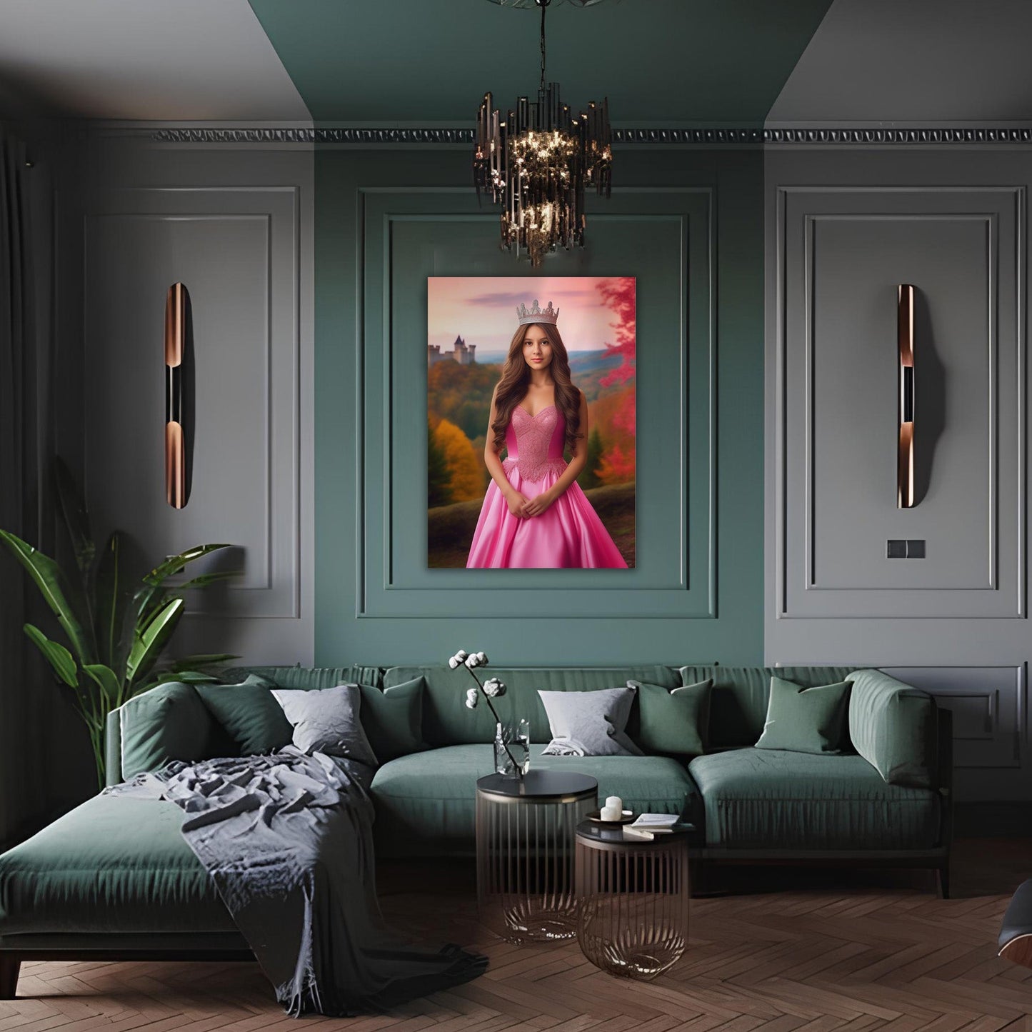 Kişiye Özel Prenses Temalı Karikatür Cam Tablo | Zarif ve Masalsı Dekor