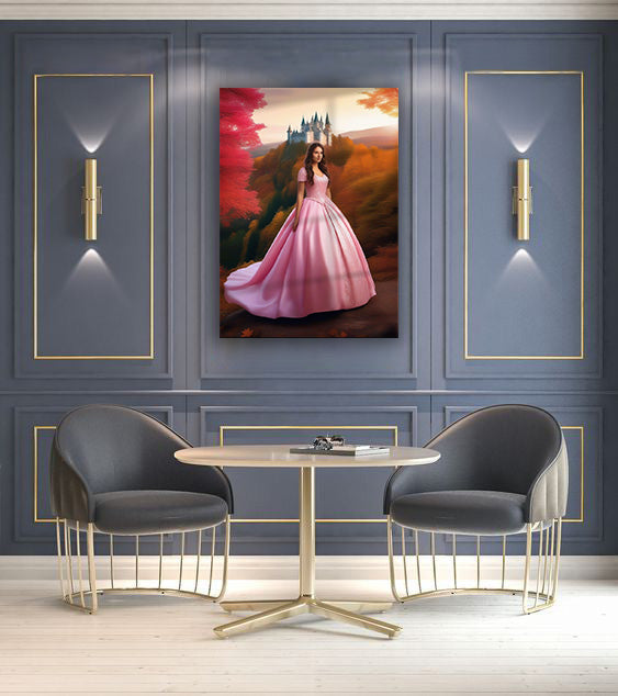 Kişiye Özel Prenses Temalı Karikatür Cam Tablo | Zarif ve Masalsı Dekor