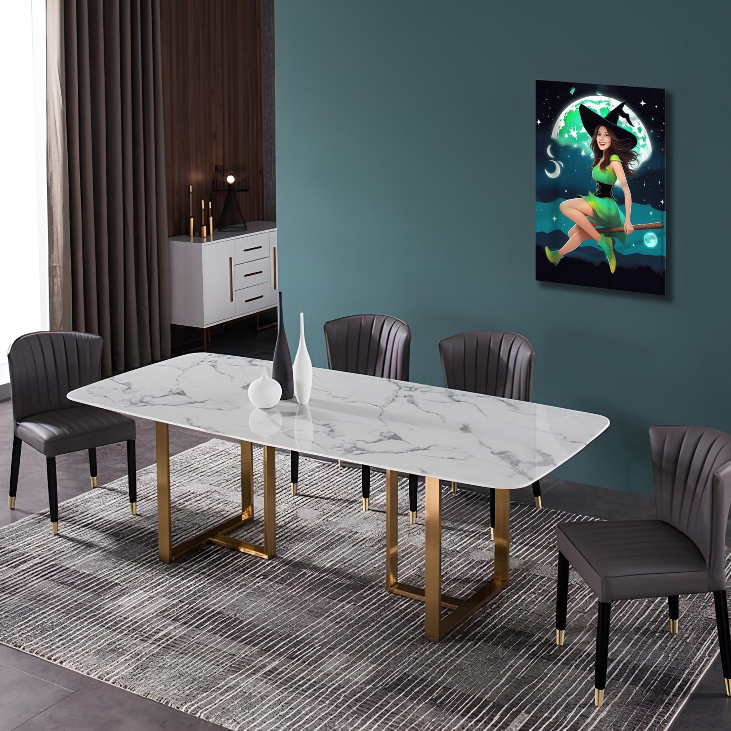 Kişiye Özel Cadı Temalı Karikatür Cam Tablo | Büyüleyici ve Şık Dekorasyon