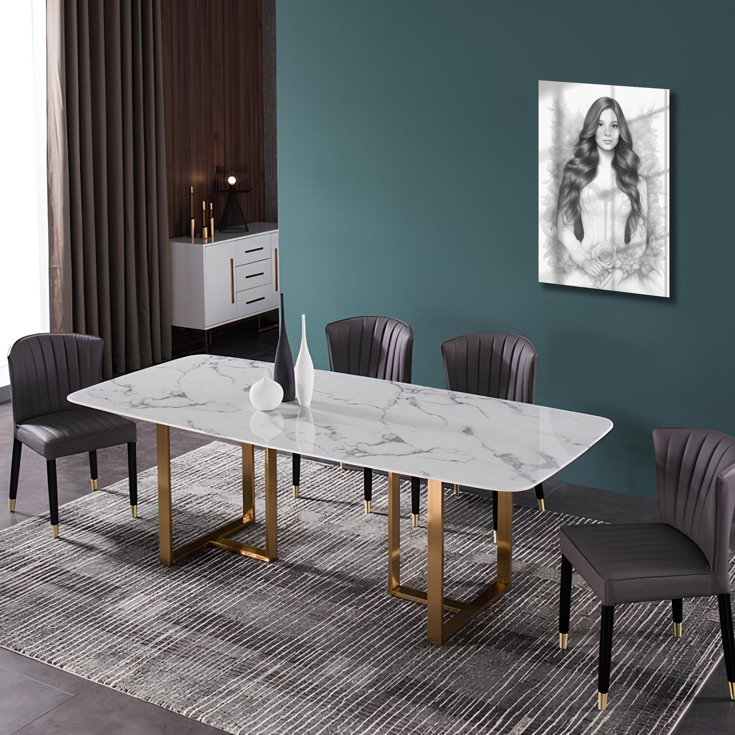 Kişiye Özel Siyah Beyaz Efektli Karikatür Cam Tablo | Modern ve Zarif Dekorasyon