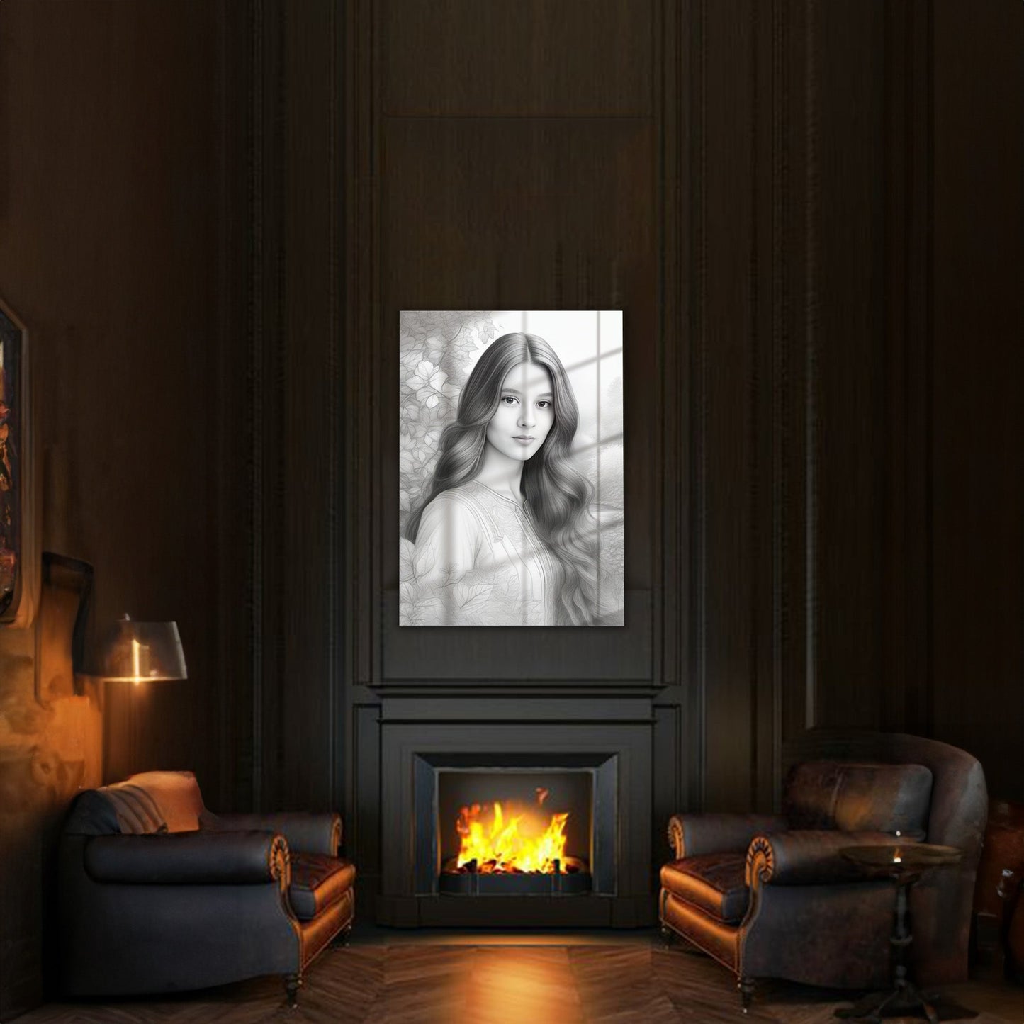 Kişiye Özel Siyah Beyaz Efektli Karikatür Cam Tablo | Modern ve Zarif Dekorasyon