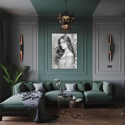 Kişiye Özel Siyah Beyaz Efektli Karikatür Cam Tablo | Modern ve Zarif Dekorasyon