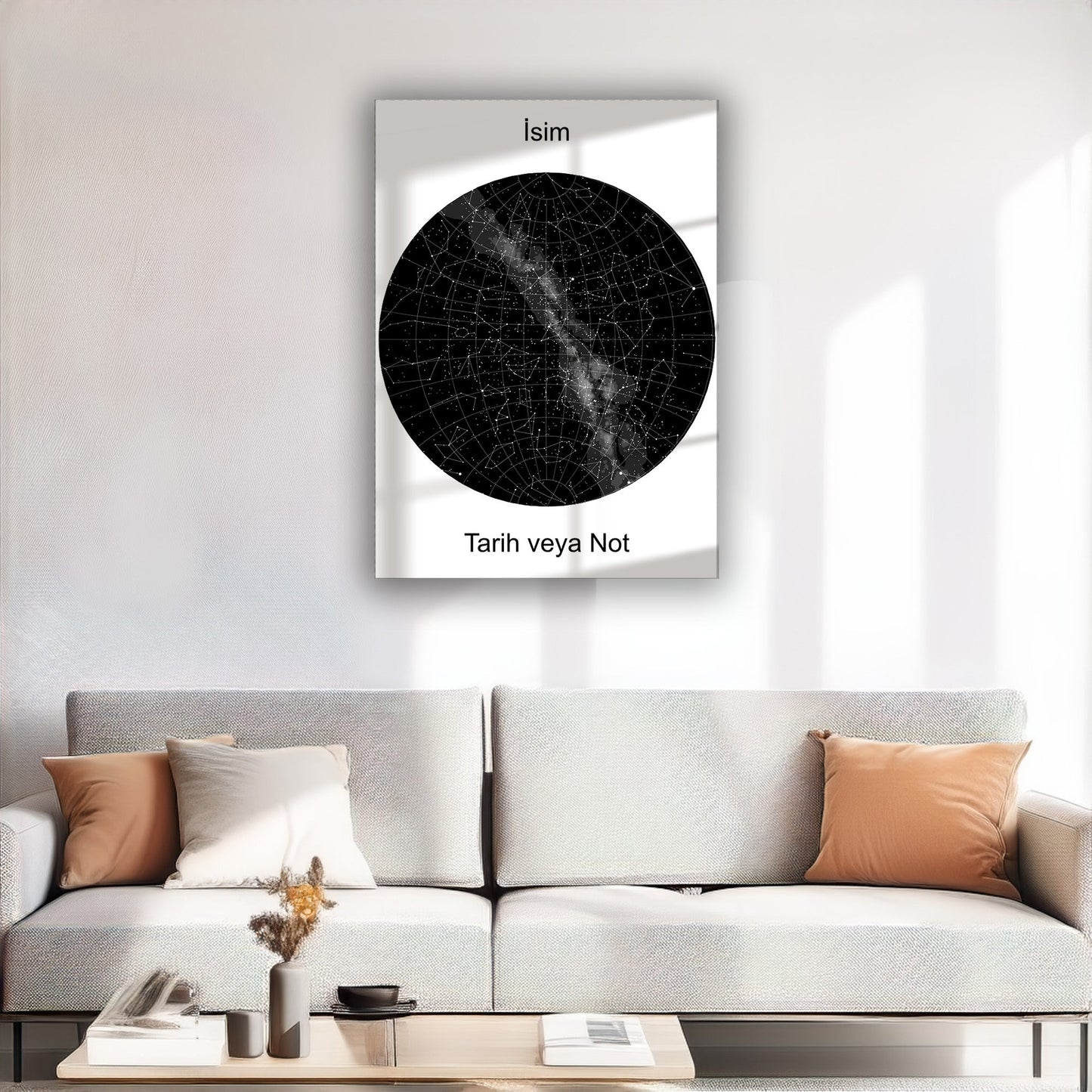 Kişiye Özel Yıldız Haritası Cam Tablo | Özel Anılar İçin Benzersiz Dekor