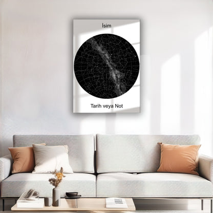 Kişiye Özel Yıldız Haritası Cam Tablo | Özel Anılar İçin Benzersiz Dekor