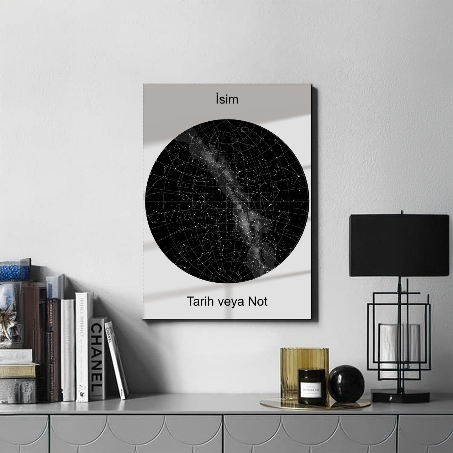 Kişiye Özel Yıldız Haritası Cam Tablo | Özel Anılar İçin Benzersiz Dekor