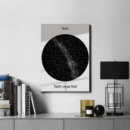 Kişiye Özel Yıldız Haritası Cam Tablo | Özel Anılar İçin Benzersiz Dekor