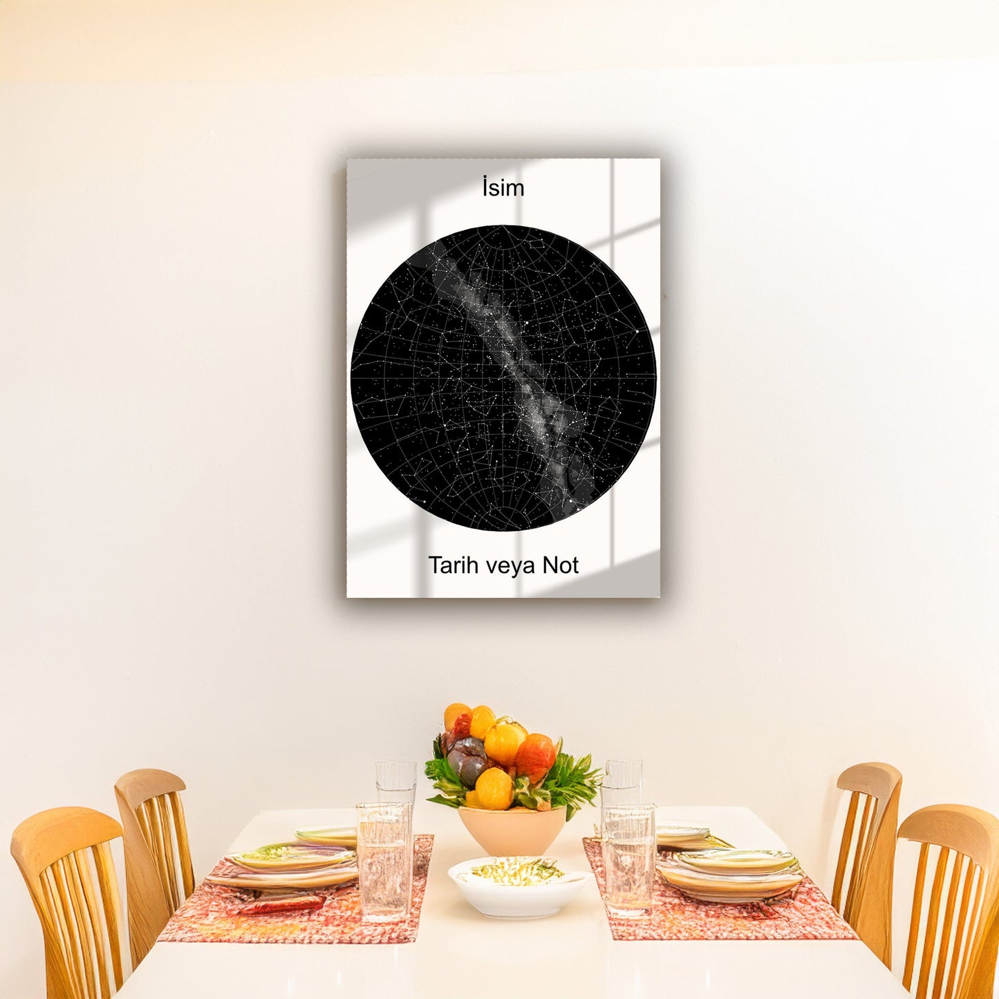 Kişiye Özel Yıldız Haritası Cam Tablo | Özel Anılar İçin Benzersiz Dekor