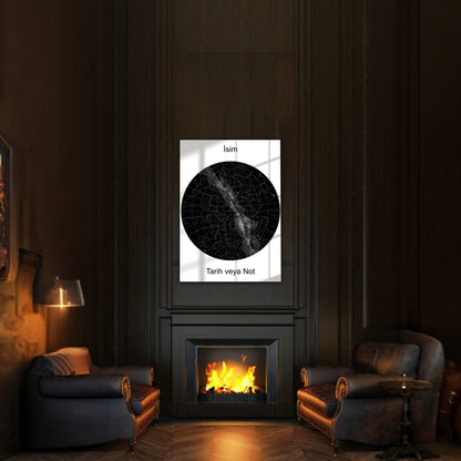 Kişiye Özel Yıldız Haritası Cam Tablo | Özel Anılar İçin Benzersiz Dekor