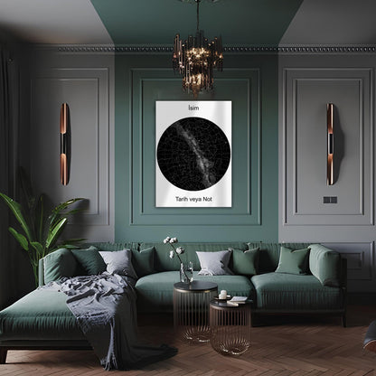 Kişiye Özel Yıldız Haritası Cam Tablo | Özel Anılar İçin Benzersiz Dekor