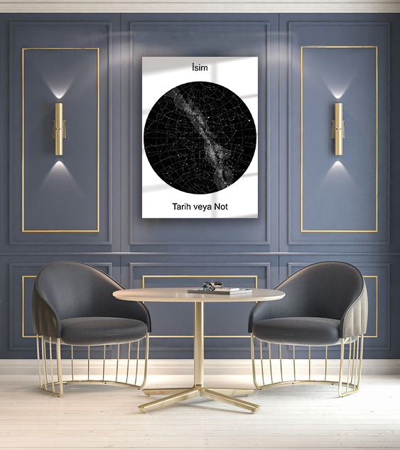 Kişiye Özel Yıldız Haritası Cam Tablo | Özel Anılar İçin Benzersiz Dekor