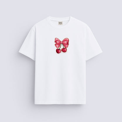 Cherry baskılı regular tişört