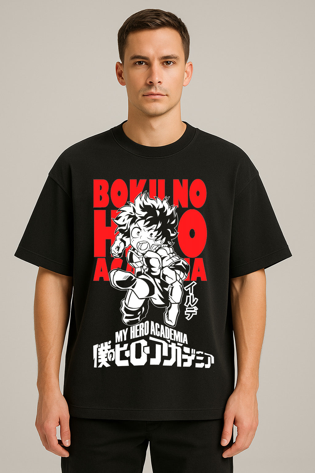 anime baskılı oversize tişört