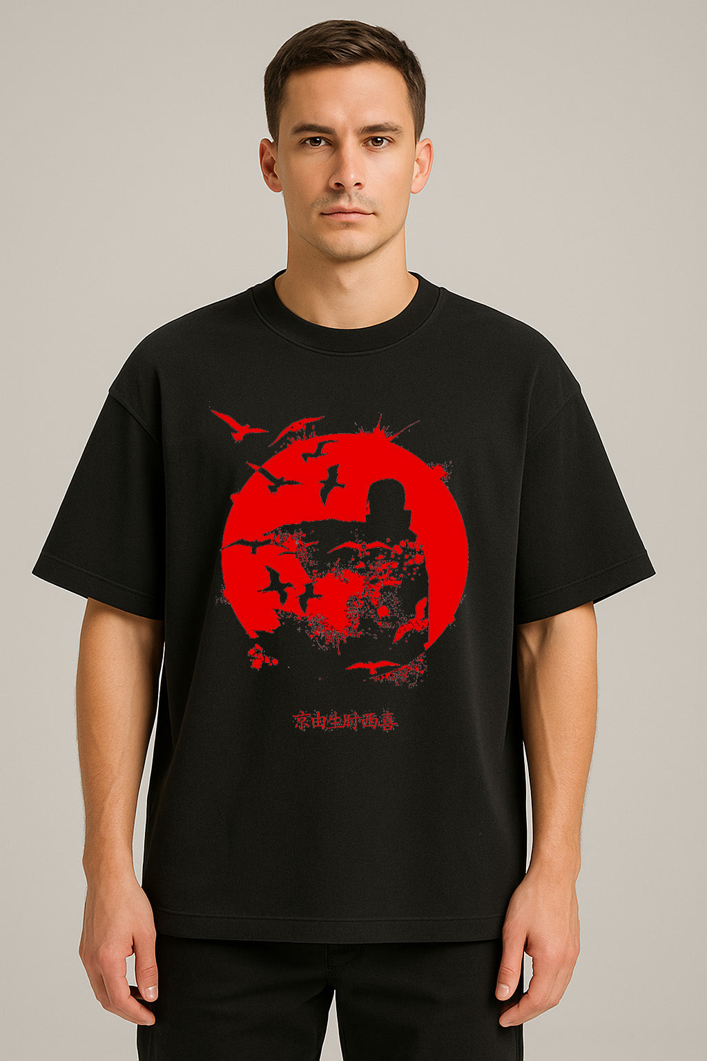 anime baskılı oversize tişört