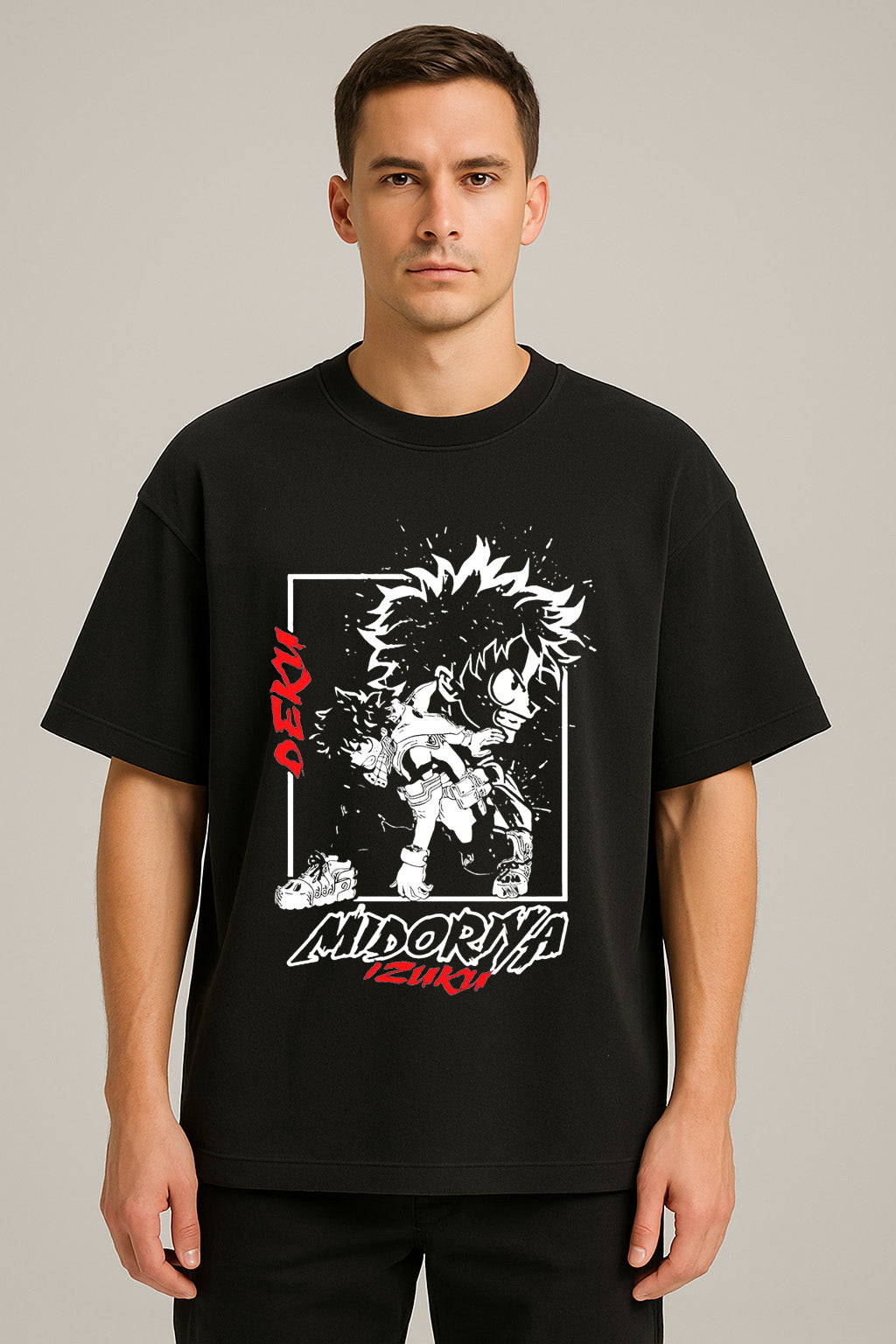 anime baskılı oversize tişört