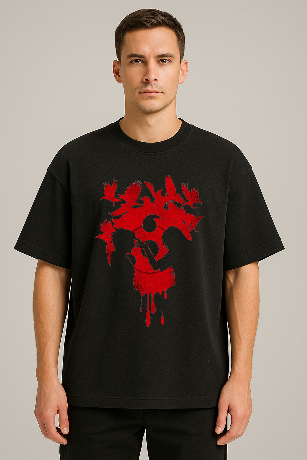anime baskılı oversize tişört
