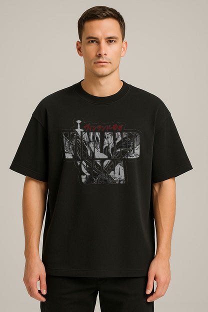 anime baskılı oversize tişört