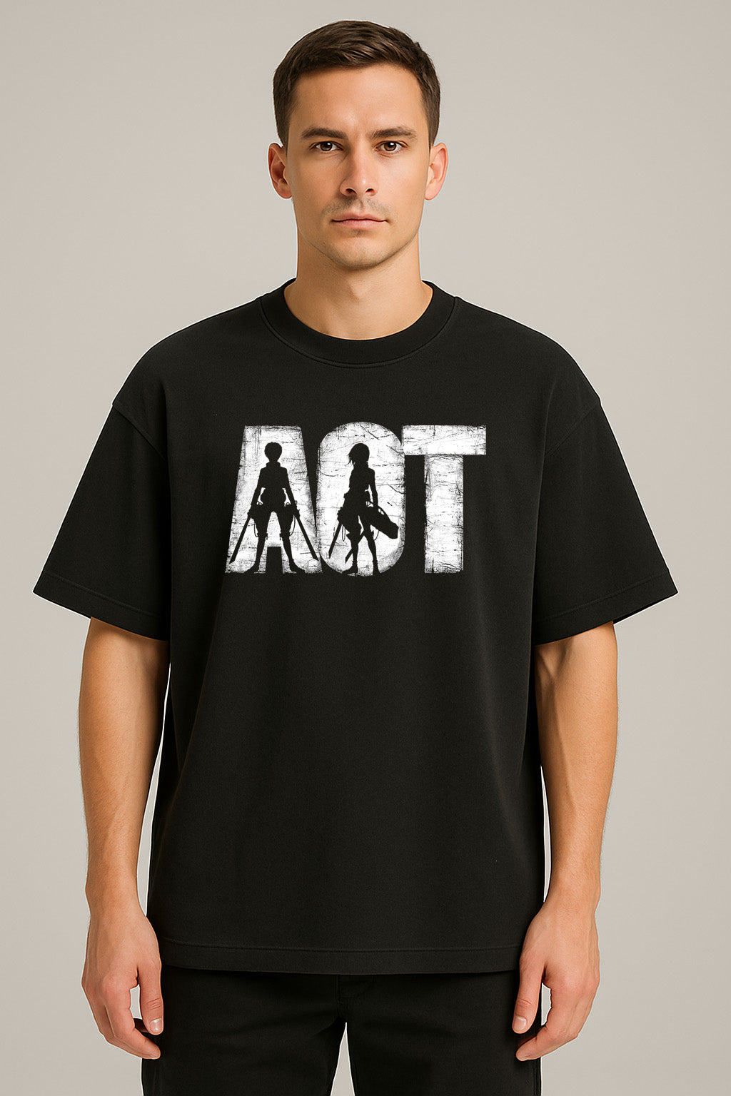 anime baskılı oversize tişört