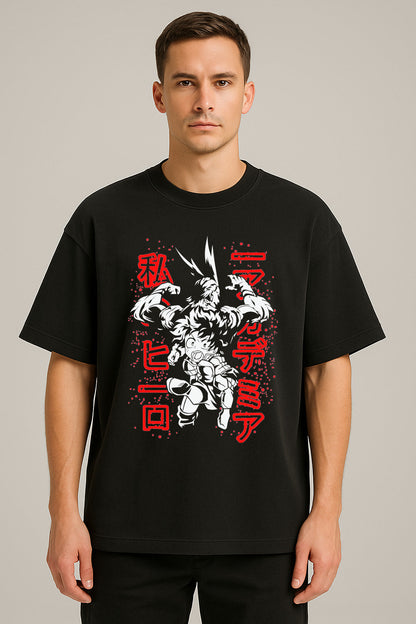 anime baskılı oversize tişört