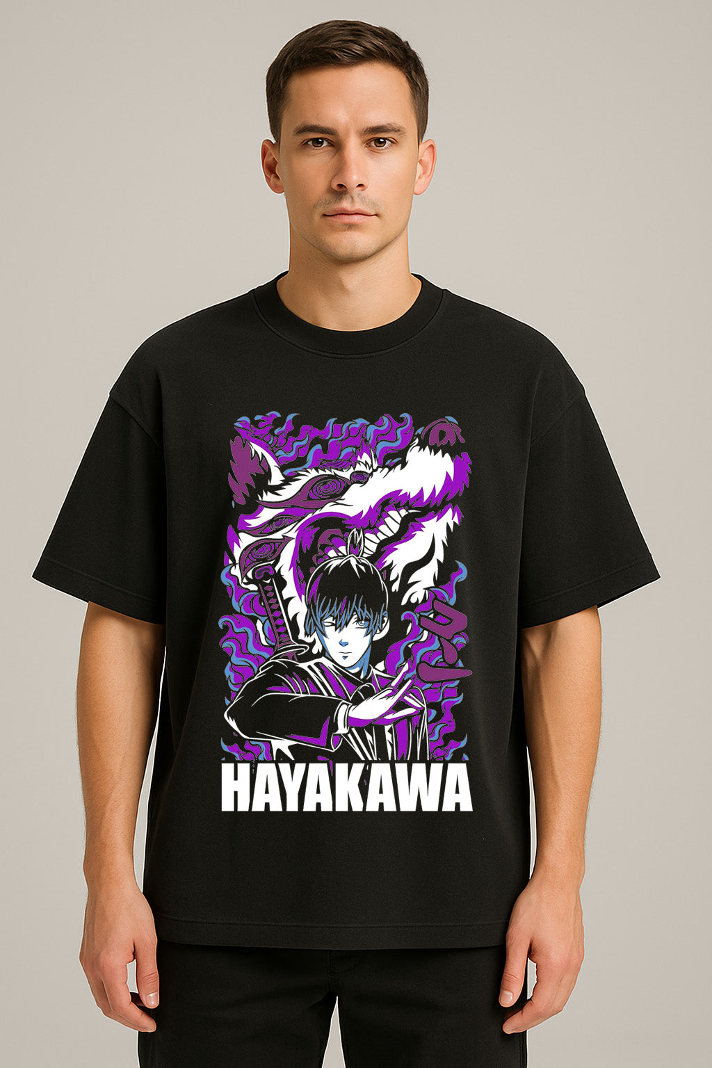 anime baskılı oversize tişört