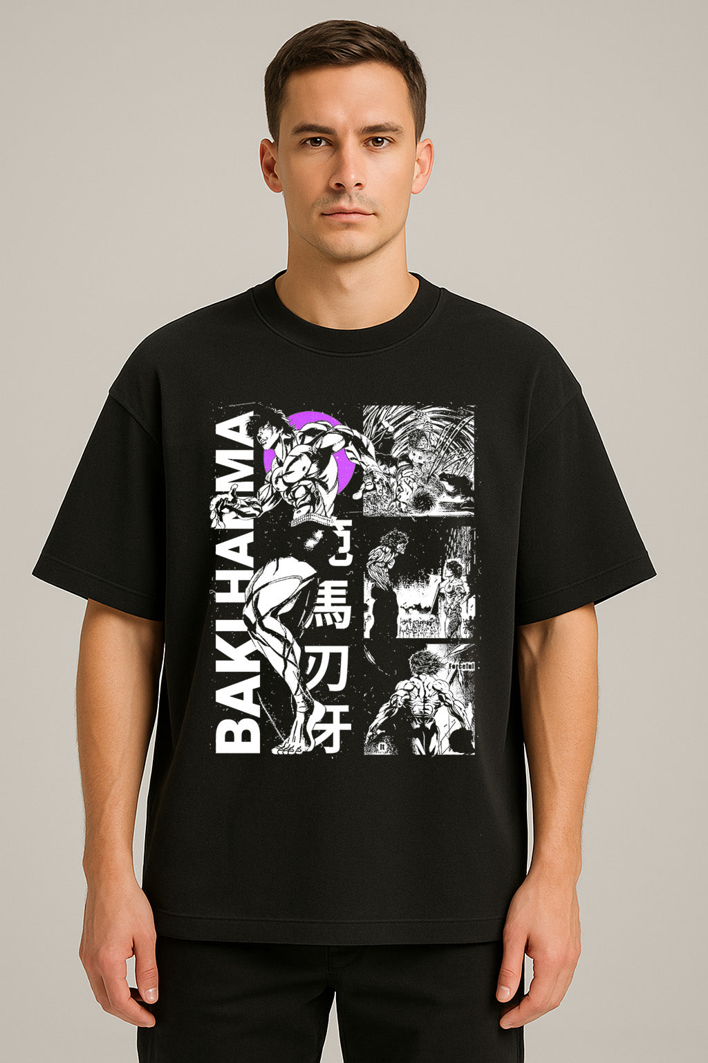 anime baskılı oversize tişört