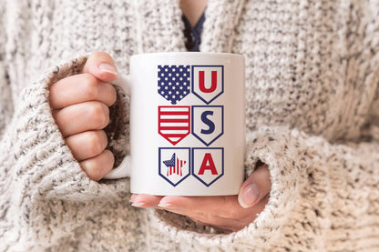 Amerika Usa Baskılı Porselen Kupa