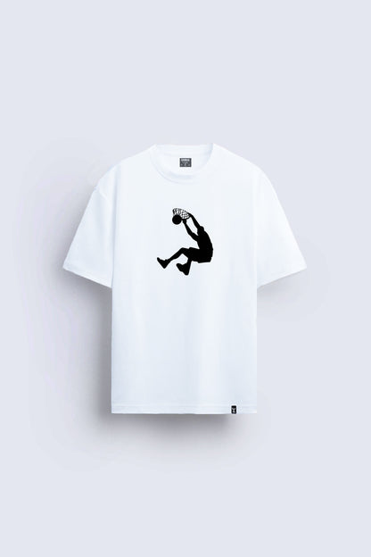 minimal baskılı beyaz oversize tişört