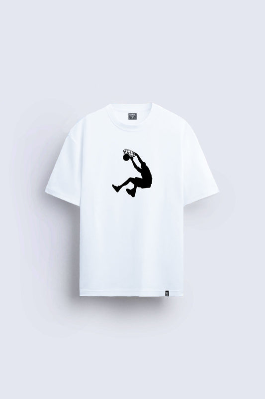 minimal baskılı beyaz oversize tişört