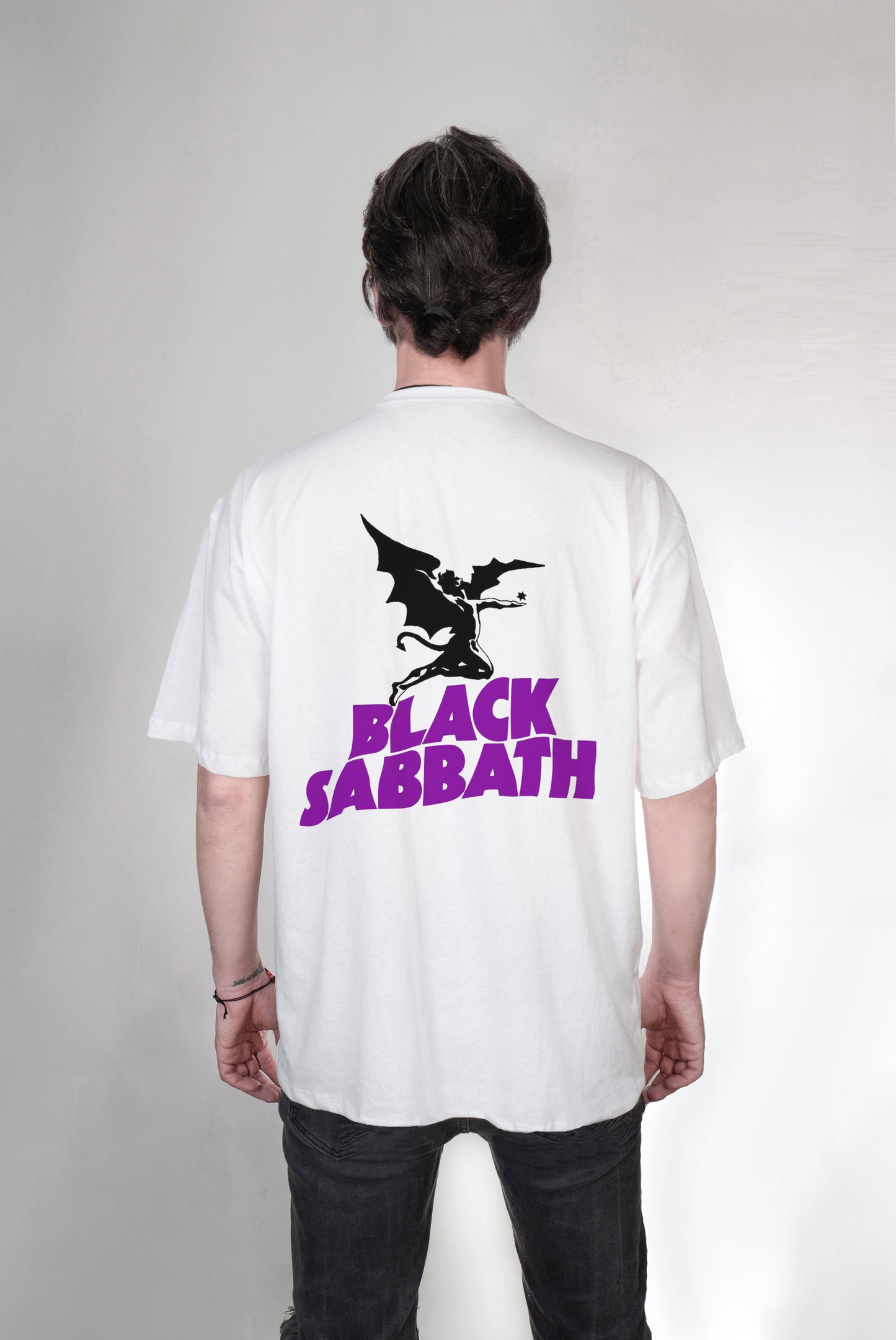 Black Sabbath baskılı oversize tişört