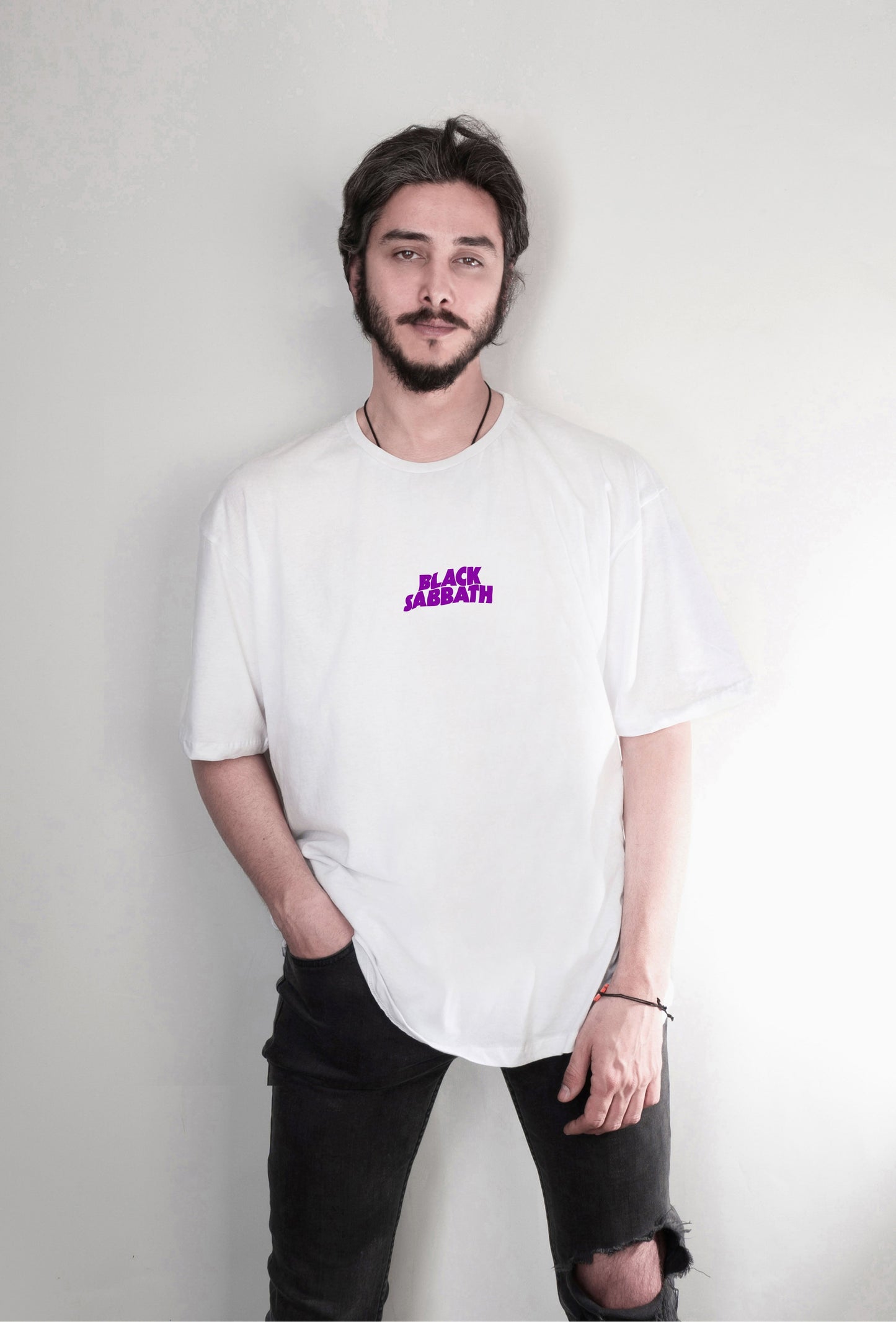 Black Sabbath baskılı oversize tişört