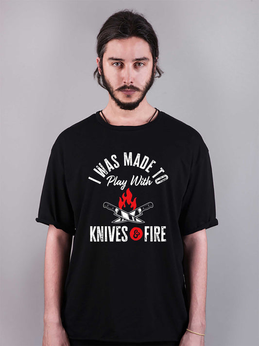 şef baskılı oversize tişört