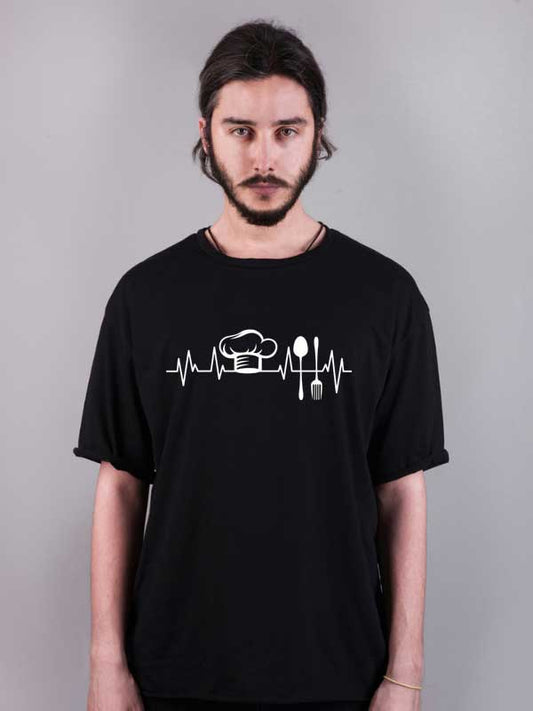 şef baskılı oversize tişört