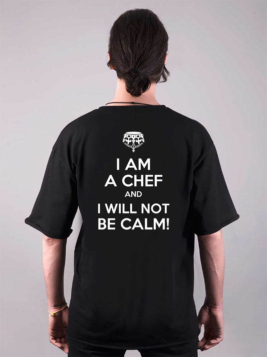 şef baskılı oversize tişört