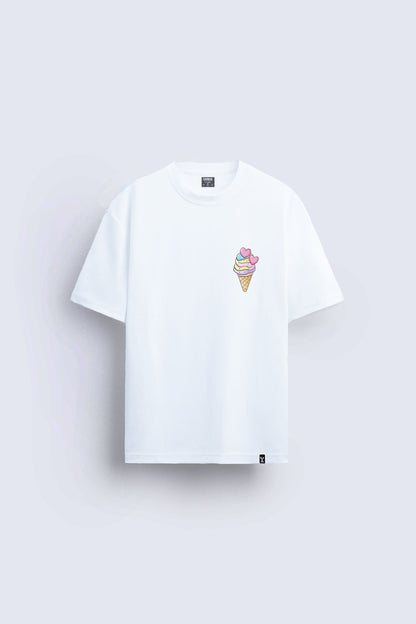 minimal baskılı beyaz oversize tişört