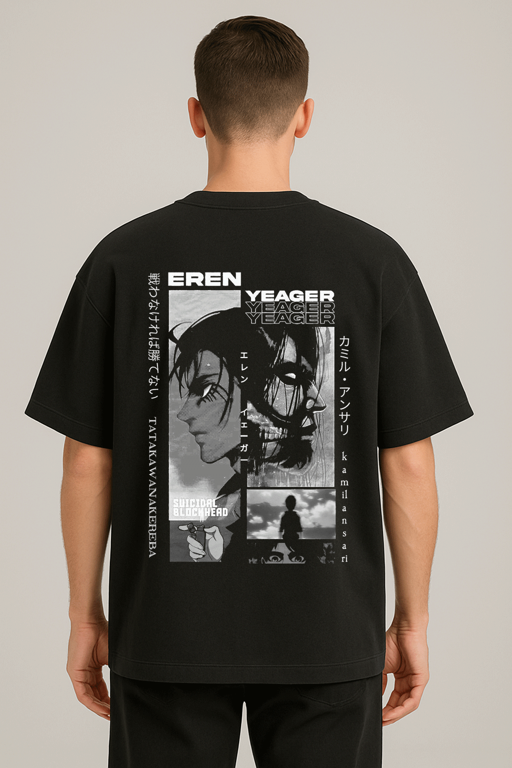 anime baskılı oversize tişört