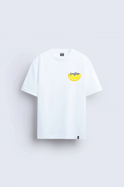 sunshine baskılı oversize beyaz tişört