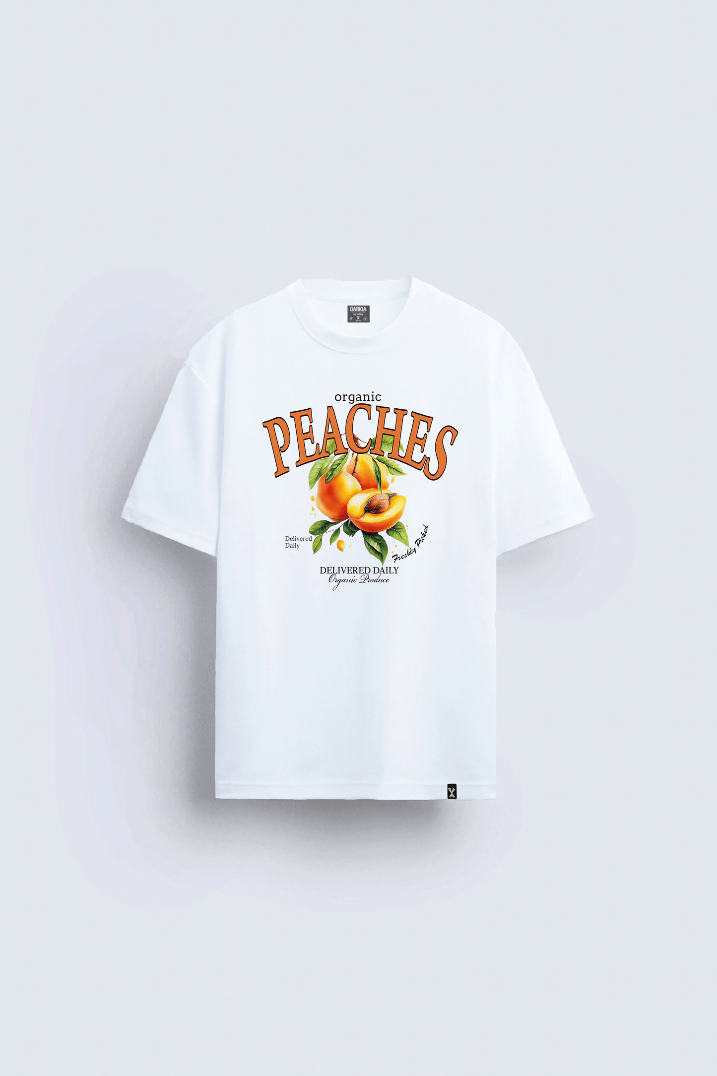 peach baskılı oversize beyaz tişört