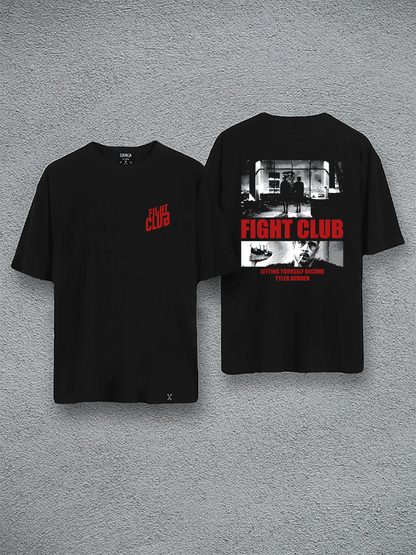 fıght club baskılı oversize tişört