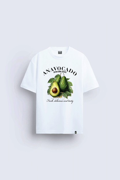 avocado baskılı oversize beyaz tişört