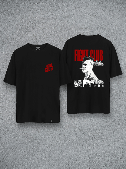 fıght club baskılı oversize tişört