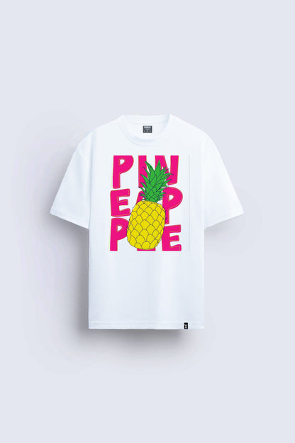 pineapple ananas baskılı oversize beyaz tişört