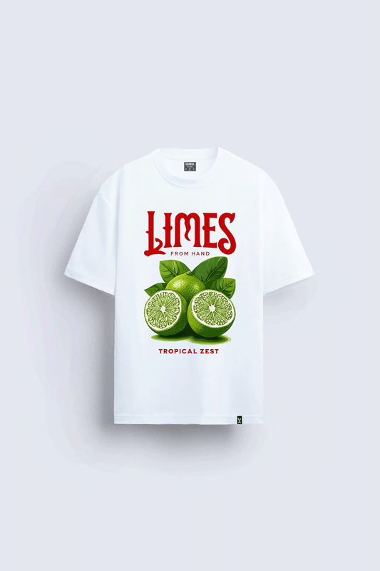 lime baskılı oversize beyaz tişört