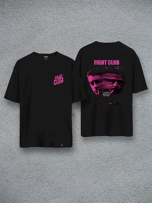 fight club baskılı oversize tişört