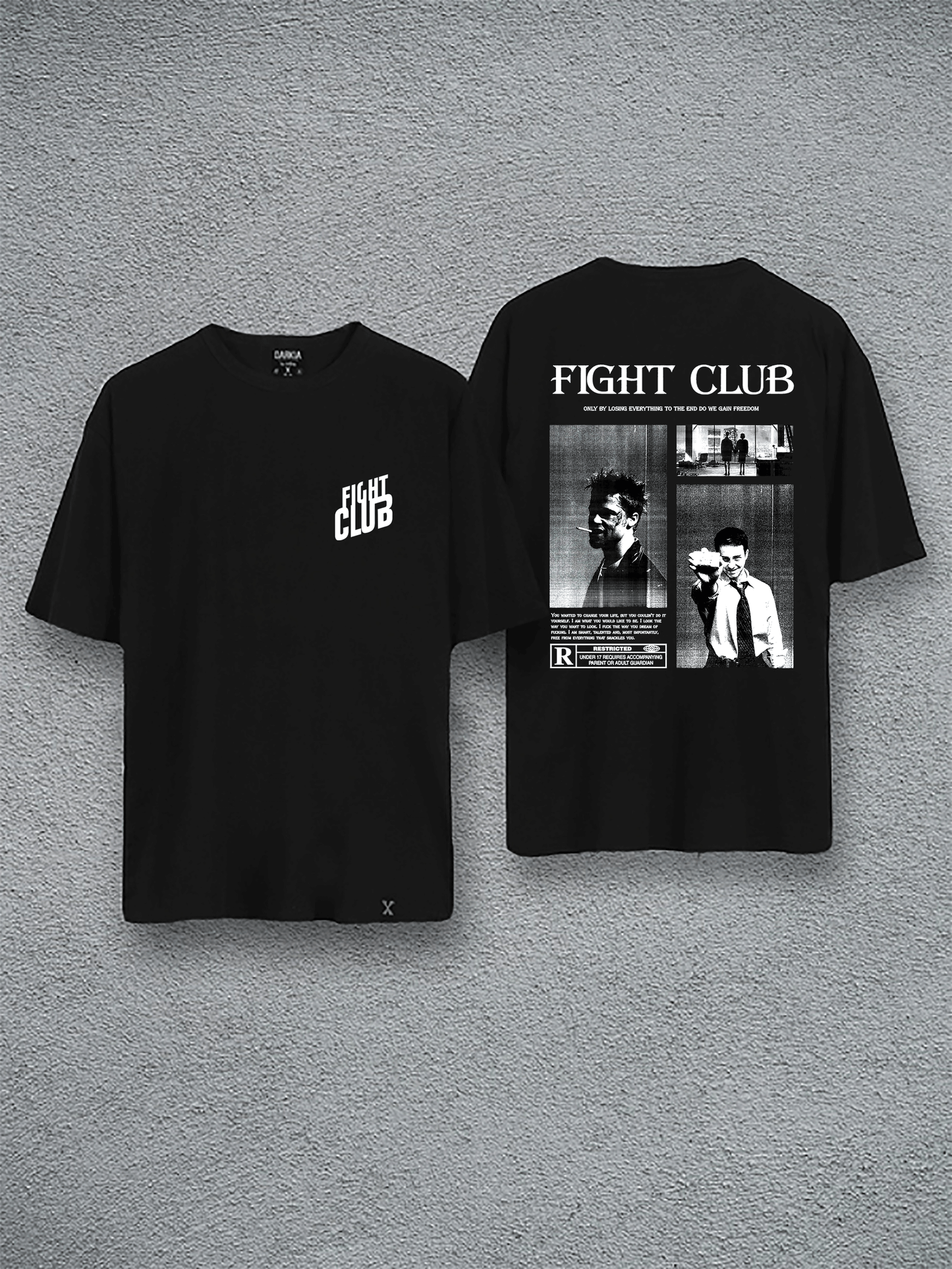 fıght club baskılı oversize tişört