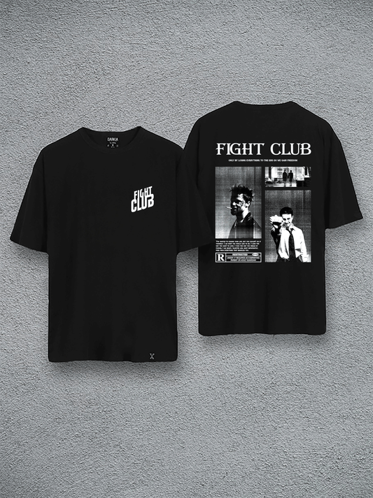 fıght club baskılı oversize tişört