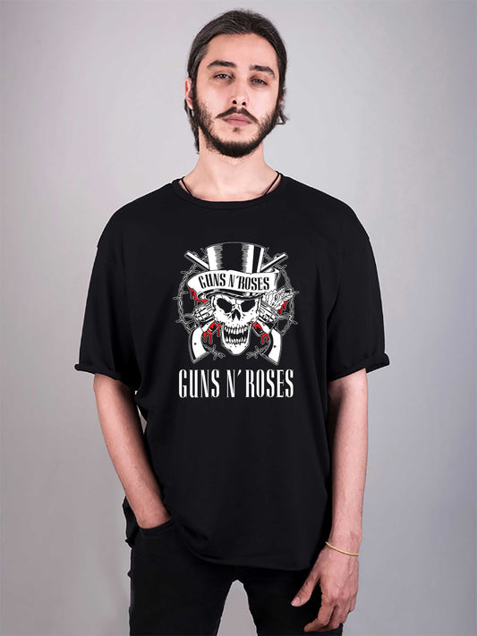 guns'n roses baskılı oversize tişört