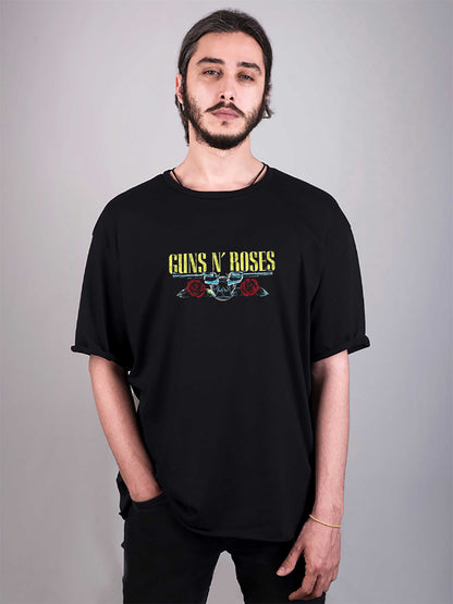 guns'n roses baskılı oversize tişört
