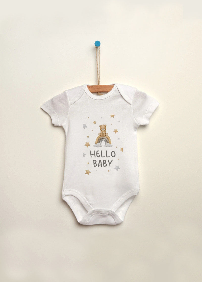 hello baby baskılı bebek zıbın