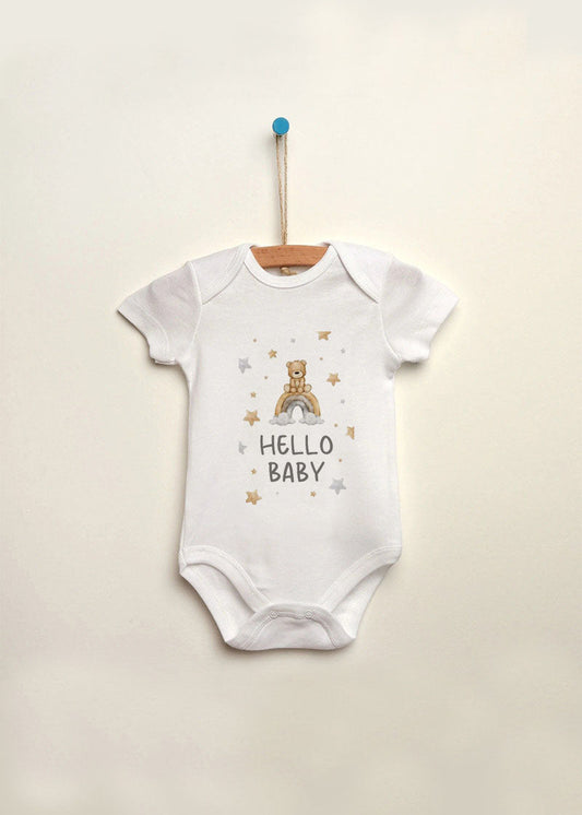 hello baby baskılı bebek zıbın