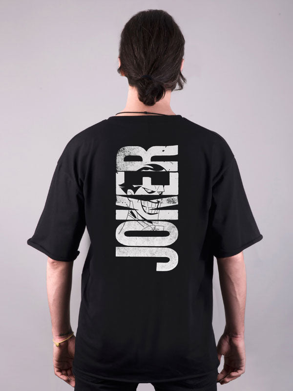 joker baskılı oversize siyah tişört