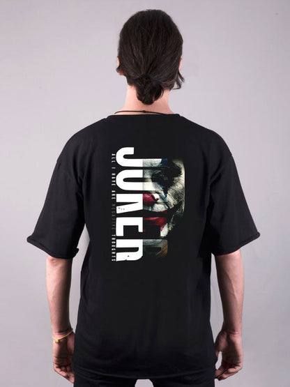 joker baskılı oversize siyah tişört